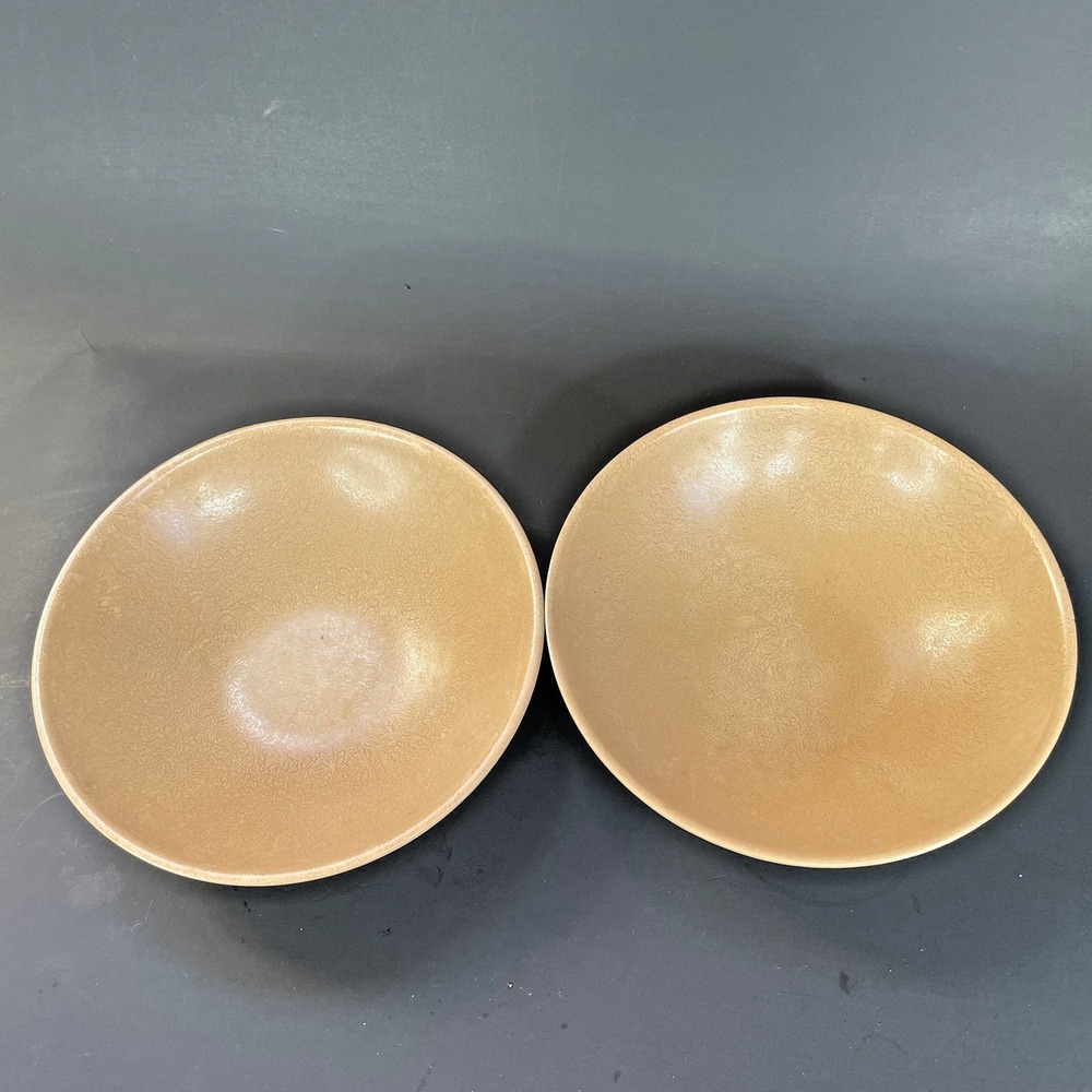 Vintage Lot of 2 BOLTA  Cereal Salad Bowls Made In USA 258-2‎ Tan Brown Melamine